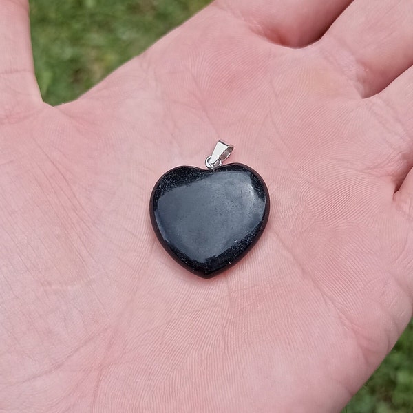 Black Obsidian Heart Pendant 25mm