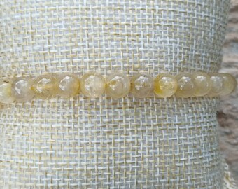 Bracelet Boule Lithothérapie Pierre Naturelle Cristal de Roche Rutile AB 6mm