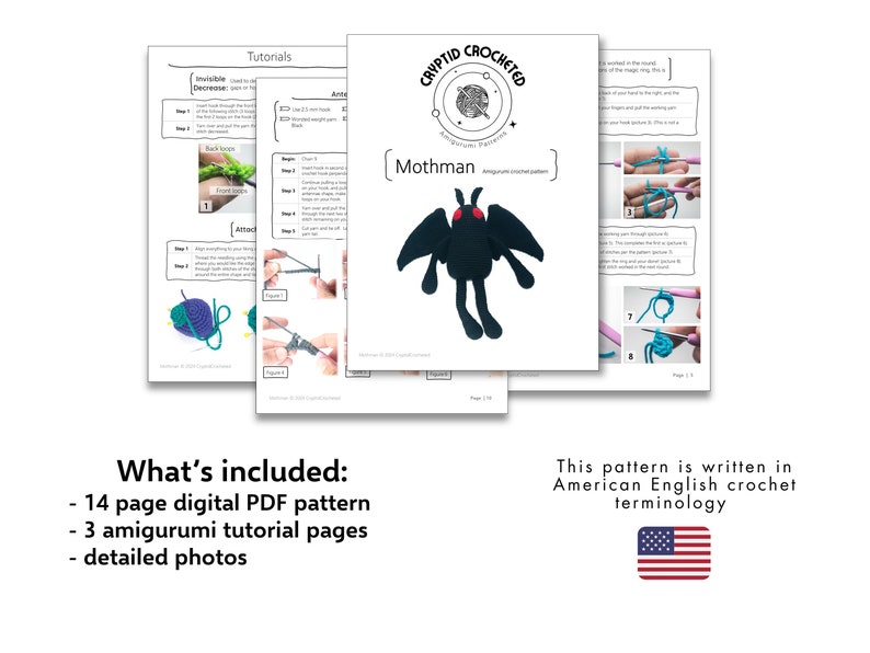Mothman Crochet Pattern | Amigurumi | PDF Pattern | Unique Gift ...