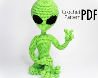 Patrón de Ganchillo Alien Gris / Amigurumi / Patrón PDF / Regalo Único / Bendable / Patrón Juguete Alien / CryptidCrocheted