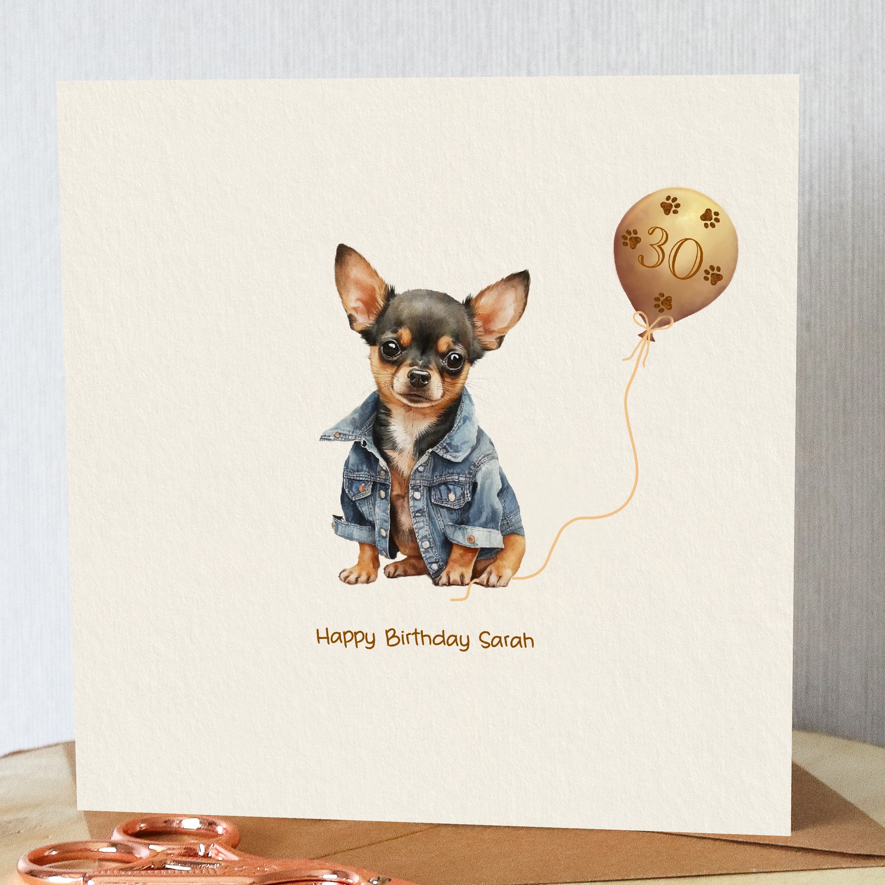 Cute Chihuahua Birthday Card. Black and Tan. Personalised With - Etsy UK