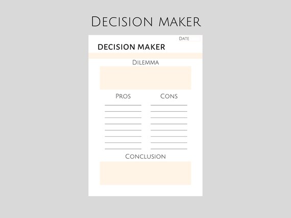 Printable Decision Maker - Etsy