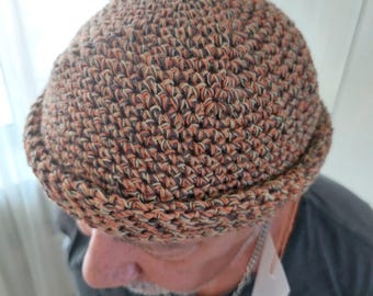 Fisherman Beanie for Men Knit Hemp Skull Cap Crochet Docker Hat