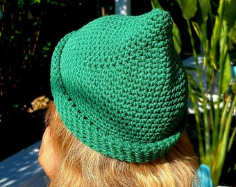 Fisherman Beanie for Men Knit Cotton Skull Cap Green Color Elf hat