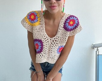 Mesh Crochet Crop Top by BudanovaDezign