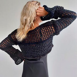 Crochet Mesh Bolero Shrug for Women See Through Top by BudanovaDezign image 5