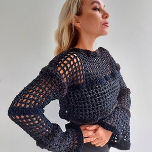 Crochet Mesh Bolero Shrug for Women See Through Top by BudanovaDezign image 2