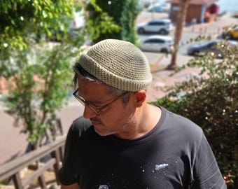 Crochet Docker Hat Hemp Skull Cap