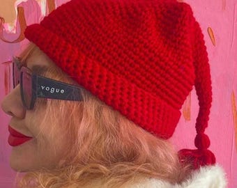 Crochet Red Beanie Fisherman hat