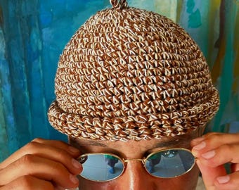 Fisherman Beanie Crochet Cotton and Hemp Skull Hat