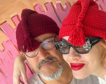 Crochet Red Fisherman Beanie Resistance Hat