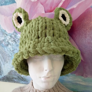 Frog Hat Crochet Chartreuse Bucket Hat by BudanovaDizign