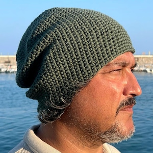 Slouchy Beanie Men Khaki Color Cotton Fisherman Rolled Hat