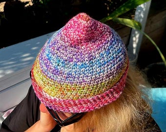 Fisherman Beanie for Men Knit Skull Cap Striped  Elf Hat