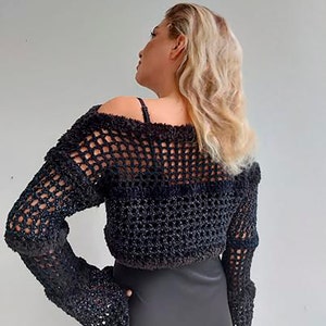 Crochet Mesh Bolero Shrug for Women See Through Top by BudanovaDezign image 4