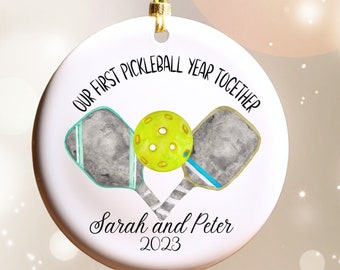 Pickleball Couples Ornament Personalized For Pickleball Players, Pickleball League Gift Custom Ornament Keepsake For Couples First Christmas