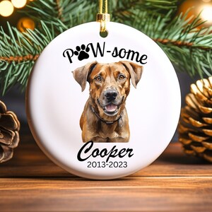 Memorial Dog Ornament Christmas Personalized Dog Ornament Keepsake Porcelain Custom Dog Name and Year Memorial Xmas Ornament For Dogs