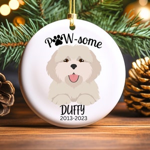 Personalized Dog Ornament Christmas Memorial Dog Ornament Keepsake Porcelain Custom Dog Name and Year Memorial Xmas Ornament For Dogs