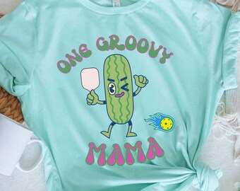 Pickleball Tshirt For Women Retro Shirt Groovy Mama Shirt Mother's Day Shirt Pickle Shirt Funny Pickleball Shirt Gift For Pickleball Player