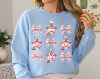 Coquette Bow Sweatshirt, Aesthetic Sweatshirt For Girls, Cottage Core Sweatshirt, Pink Bow Sweater, Soft Girl Trending Sweatshirt, Coquette