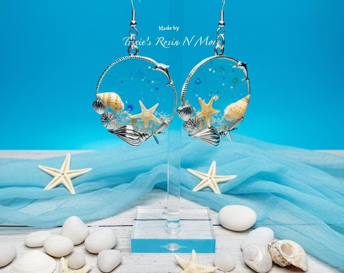Featured listing image: Under The Sea Silver Earrings with real shells and starfish