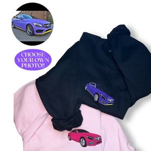 カスタム刺繍カースウェットシャツ、彼または彼女へのパーソナライズされたギフト、お父さんへのギフト、車好き、ピックアップトラックのオーナー、カークルーネック、