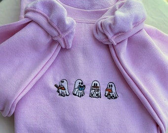 Embroidered Ghost Reading Sweatshirt, Halloween Book Lover Gift