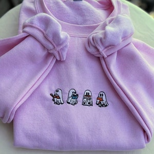 Embroidered Ghost Reading Sweatshirt, Halloween Book Lover Gift