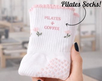 Pilates Socks Custom Embroidered With Your Text - Exercise Grip Socks - Yoga