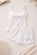 Personalized Bride Pajama Set, Ribbed Tank and Shorts, Embroidered Bridal Sleepwear product logo