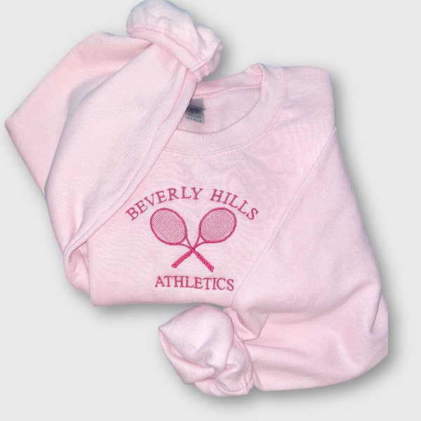 Sudadera bordada de atletismo de Beverly Hills, cuello redondo de atletas, sudadera de los 90, club atlético, regalo para ella o él, amantes del tenis, deportes