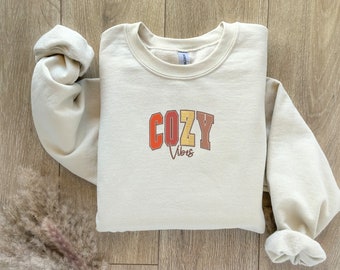 Embroidered Cozy Vibes Sweatshirt | Fall Comfort
