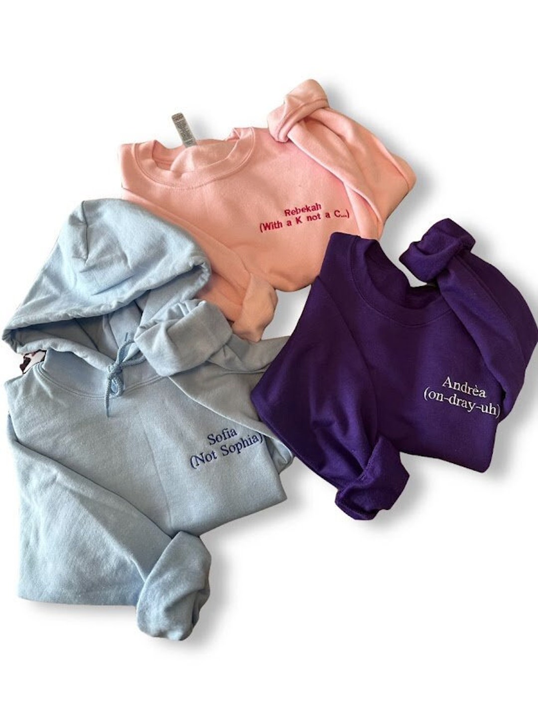 Custom Personalized Name Embroidered Sweatshirt, Name Pronunciation