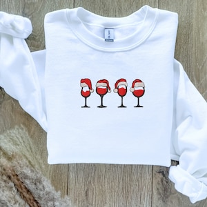 Haftowane| Bluza świąteczna z motywem wina, świąteczny sweter, prezent dla miłośników wina, świąteczne swetry, brzydki świąteczny sweter, szczęśliwego nowego roku