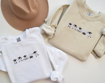 Embroidered Sheep Sweatshirt, Farm Sweater, Vintage Crewneck, Cute Animal, Whimsical Shirt, Cottage Sweater, Gift for Her and Him, Fall