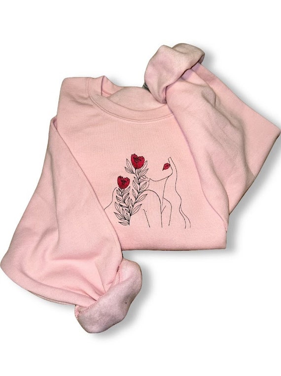 Moletom bordado floral feminino, presente para ela, lindas flores