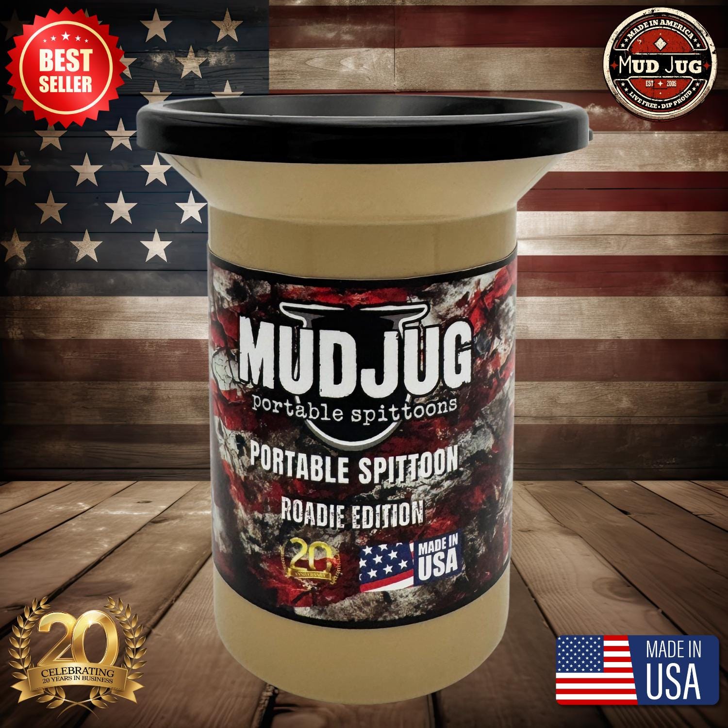 Mud Jug© Desert Tan Roadie© Portable Spittoon