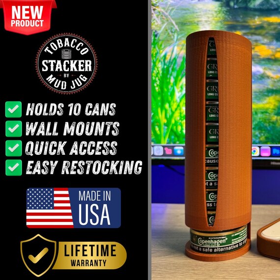 Copper Forge Mud Can Stacker: 10-can Storage, Wall Mount, Made in USA