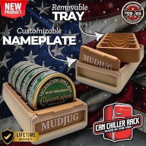 Nicotine/Tobacco/Snuff Can rack Organization! Timber Tones Chill 5 Can Chiller Rack Set | Premium Dip Can Storage Organizer, Customize