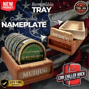 Nicotine/Tobacco/Snuff Can rack Organization! Copperhead Chill 5 Can Chiller Rack Set | Premium Dip Can Storage Organizer, Customize