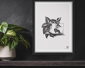 Felix - Heartleaf Philodendron digital art file for print