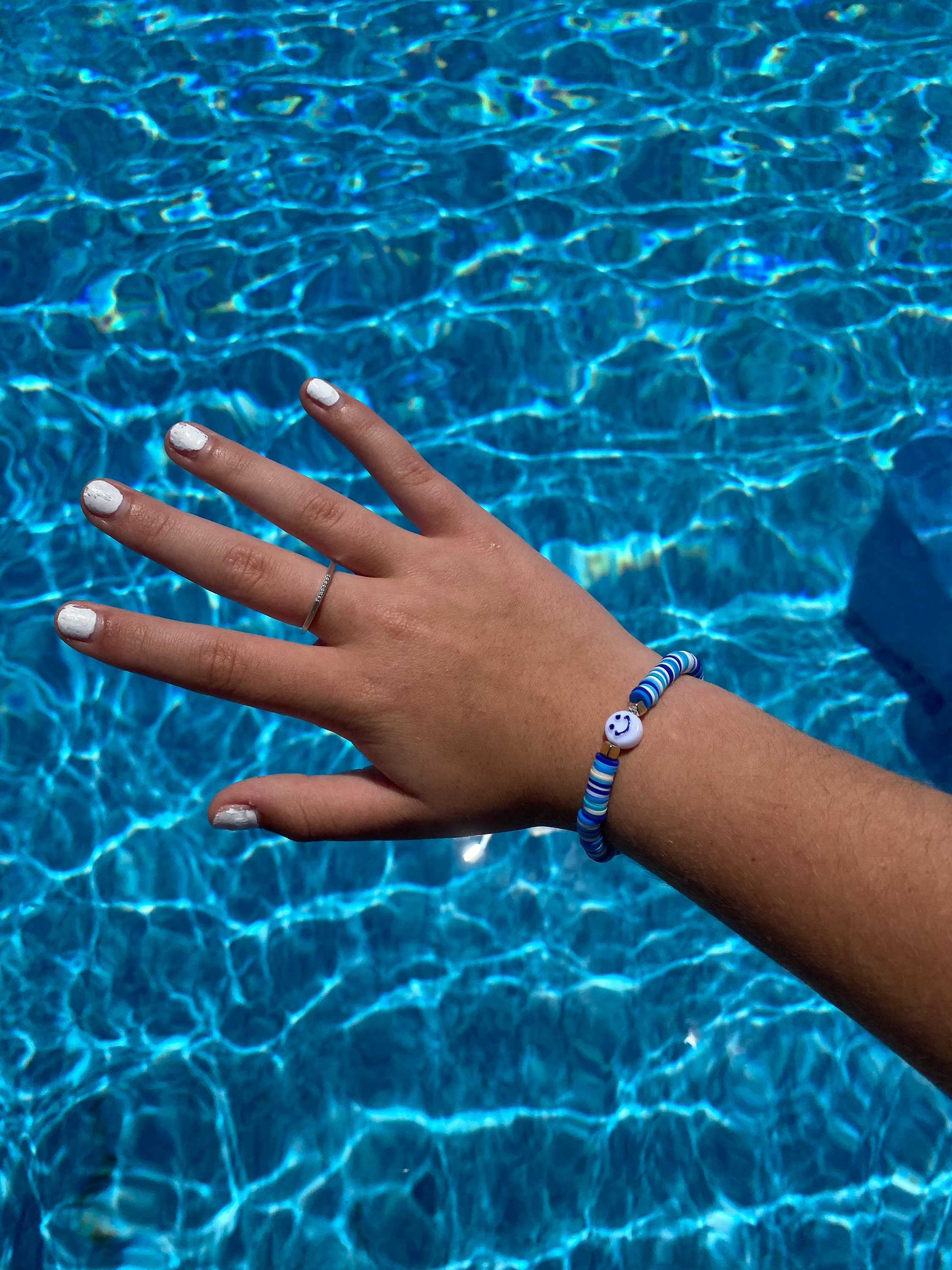 Ocean Blue Clay Bead Bracelet 