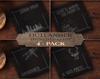 4-Pack Outlander Themed Slate Coasters