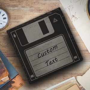 Personalised Text - Floppy Disk Slate Coaster