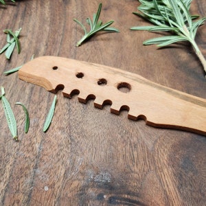 Cherry wood herb stripper kitchen tool vegetable leaf remover sturdy wood multi hole and cutting edge herb stripper chef gift gardener cook
