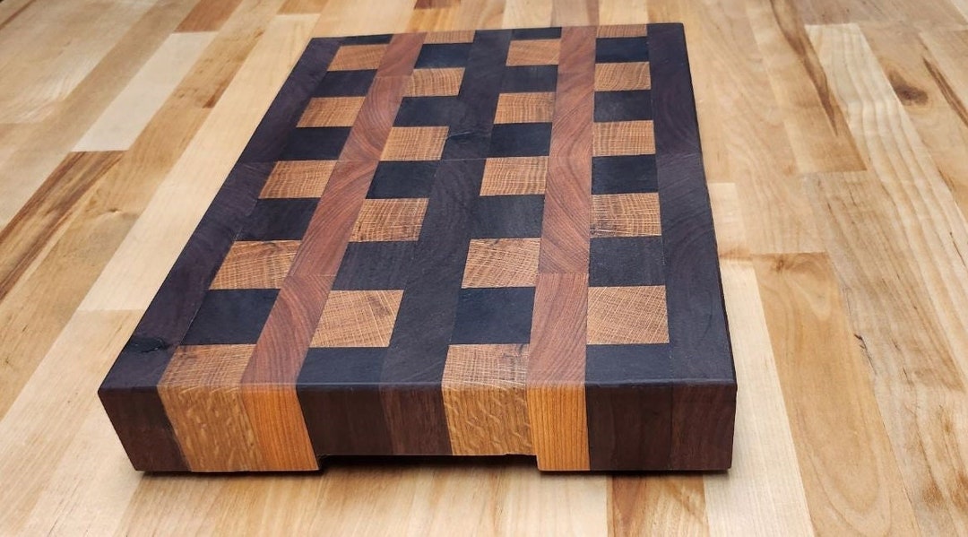 Wood Cutting Board End Grain Dark Walnut White Oak and Red Oak Etsy
