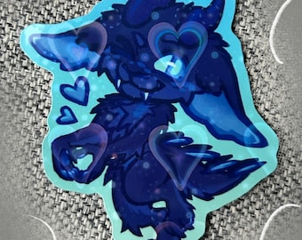 Heart hands holographic furry sticker