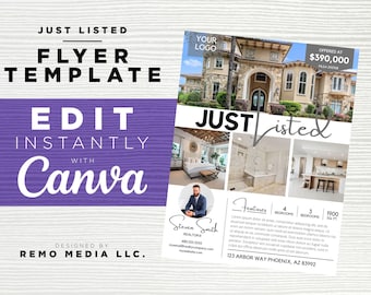 8,5x11 | Nur gelisteter Flyer | Canva Template | Immobilien Marketing Template