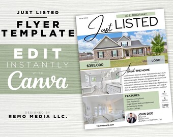 8,5x11 | Nur gelisteter Flyer | Canva Template | Immobilien Marketing Template