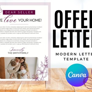 8.5x11 / Carta de oferta de vendedor moderna V1 / Plantilla Canva / Plantilla de marketing inmobiliario